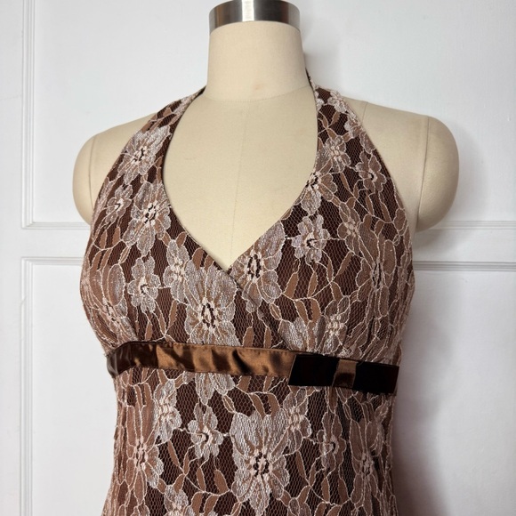 Rampage brown lace halter dress - Picture 2 of 6